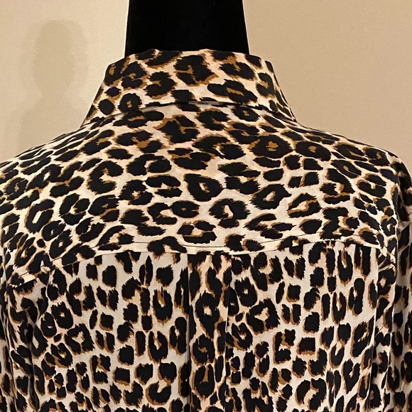 Equipment/Kate Moss Natural Leopard Print Silk Top Small - Picture 8 of 16